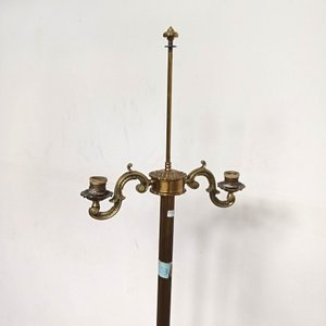 Lámpara de Pie de Bronce Macizo con Dos Luces y Pantalla - imagen 3