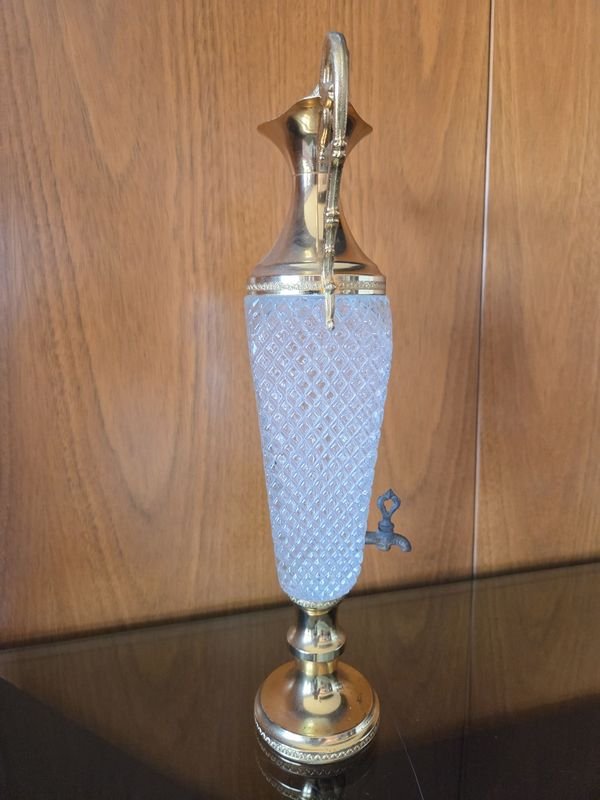 Fuente para agua francesa Napoleón III en vidrio y metal dorado - imagen 3
