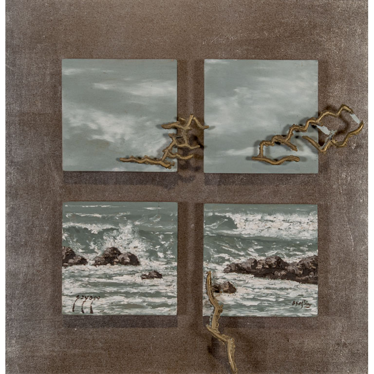 Lote siguiente: Pintura mixta de playa por Adolfo Sayago y Enrique Broglia - Detalle y estilo