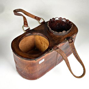 Matera de Cuero con Yerbera, Mate y Soporte - Estilo Rústico - imagen 3