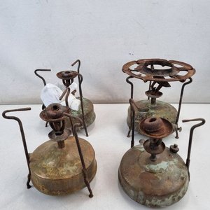 Lote de 4 Anafe Querosene Metal Vintage con Pátina de Época - imagen 2