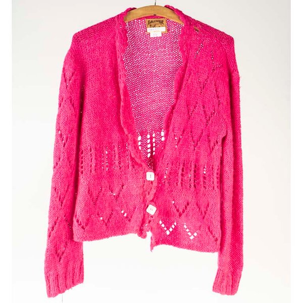 Pulóver Palenque 100% Lana Fucsia Tejido Calado - imagen 1