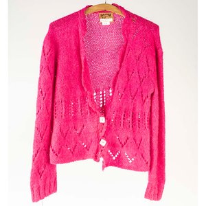 Pulóver Palenque 100% Lana Fucsia Tejido Calado - imagen 1