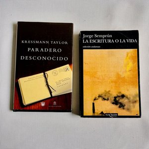 Lote siguiente: Libros: "La escritura o la vida" de Jorge Semprún y "Paradero desconocido" de Kressmann Taylor