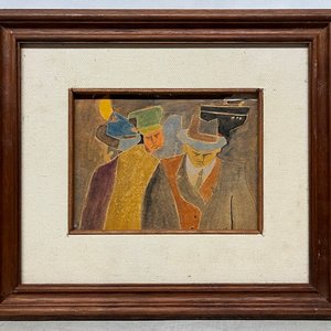 Acuarela y Lápiz "Hombres de Ciudad" de Walter Deliotti - 14 x 19 cm - imagen 2