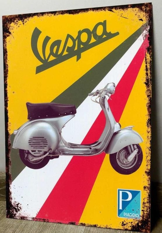 Cartel Decorativo Metálico Vespa Piaggio 28x19 cm