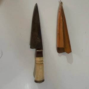 Cuchillo Criollo Tatu con Hoja de Tijera de Tusar y Cabo de Hueso - imagen 1