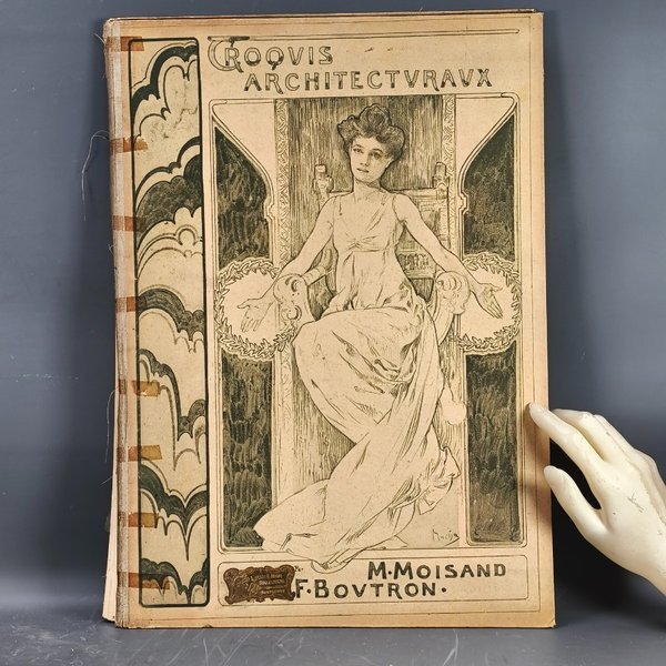 Croquis de arquitectura con portada diseñada y litografiada por Alphonse Mucha