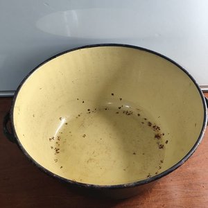 Batea Grande de Latón Esmaltado Verde y Amarillo con Asas - imagen 6