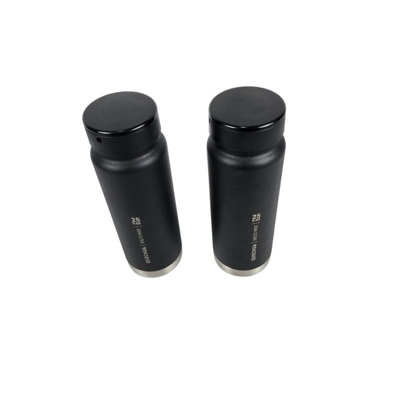 2 Botellas Térmicas Quechua Boca Ancha Negras 739mL (25oz)
