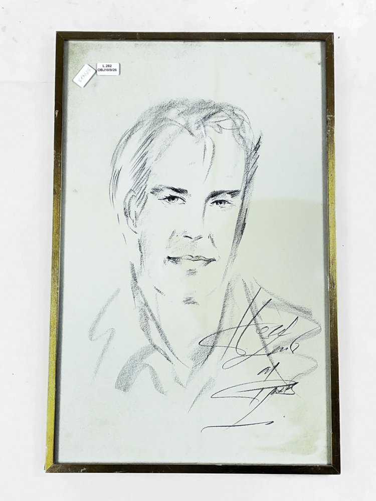 Cuadro Pastel Retrato de Personaje con Firma
