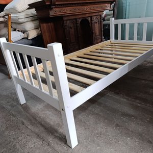 Cama Una Plaza Madera Maciza Laqueada Blanca - imagen 4