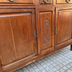 Alacena Antigua de Roble con Alzada Desmontable y Tapa de Mármol - imagen 7