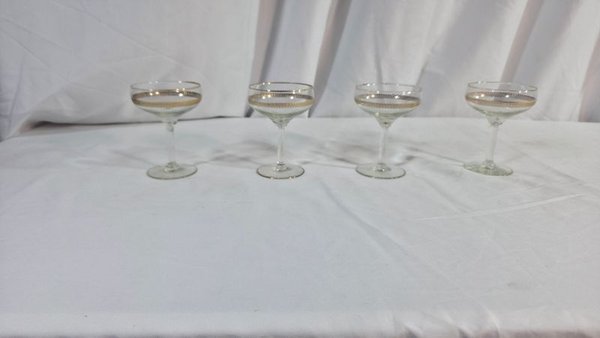 4 Copas de Champagne Pompidou con Borde Dorado