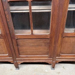 Biblioteca Antigua de Roble con Vidrios Biselados - imagen 5