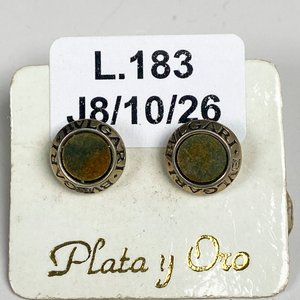 Par de Caravanas de Plata con Piedra y Grabado - imagen 3