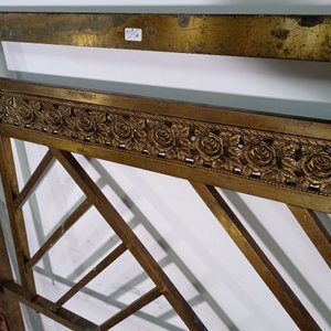Respaldo y Piecera de Cama Antiguos en Bronce y Hierro con Detalles Florales - imagen 6