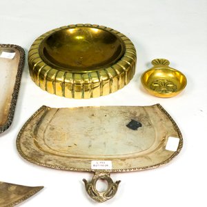 Bandeja Sheffield y Ceniceros Bronce: Set de 5 Piezas Vintage - imagen 3