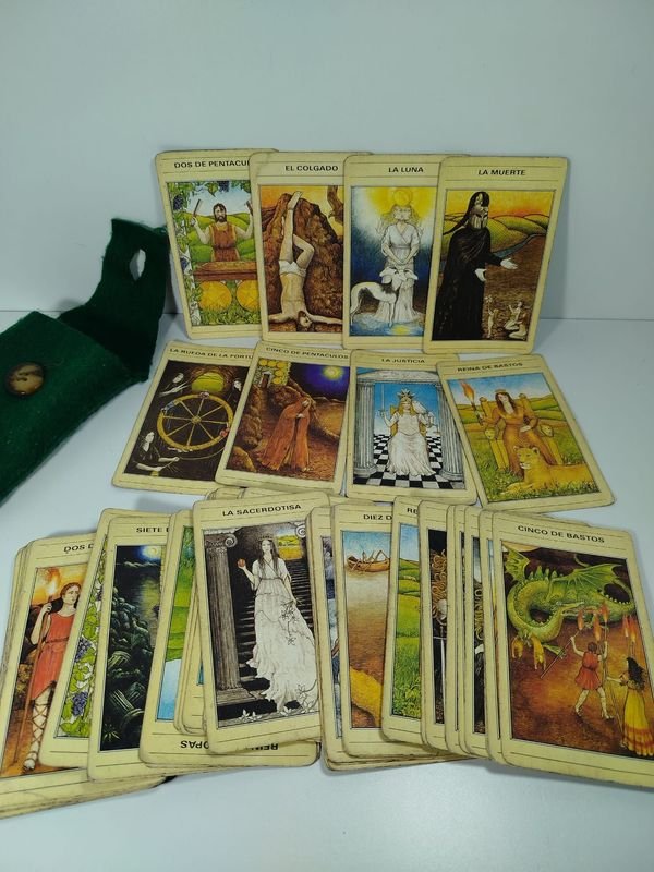 Maso antiguo de cartas para astrología Tarot completo con estuche - imagen 2