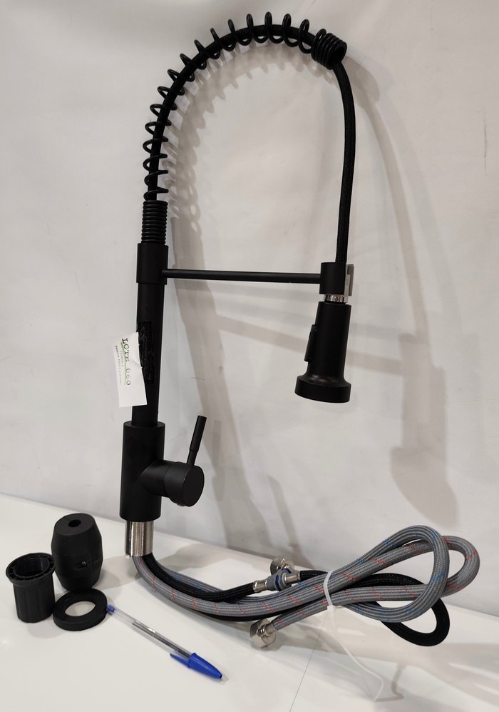 Monocomando para cocina de pileta metálica negra, cabeza telescópica, nuevo en caja - imagen 3