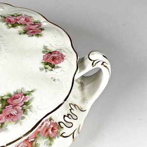 Guisera Antigua de Loza Inglesa con Tapa y Flores Rosas - imagen 3