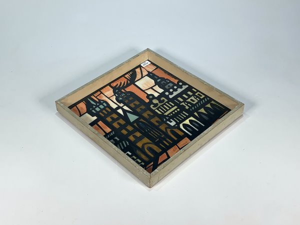Cuadro Tinta sobre Papel "Catedral" Firmado Witold Janowski (Polaco) 29x29 cm