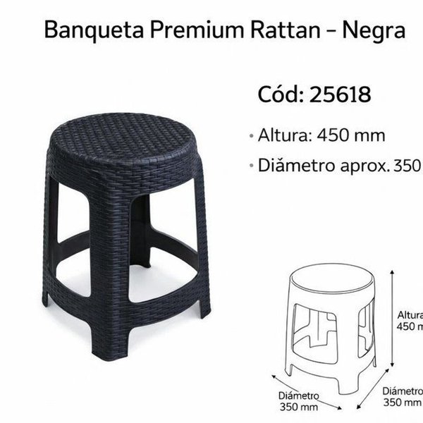Banqueta Rattan Gris o Negro para Hogar - imagen 2