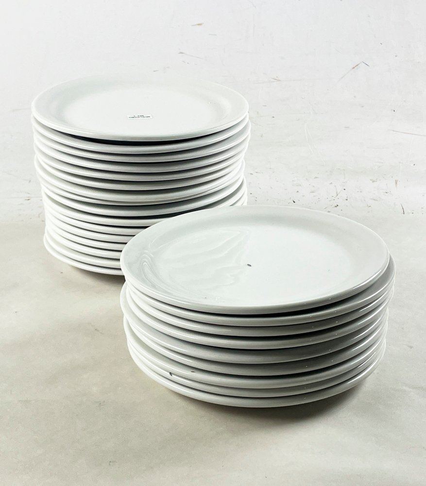 Lote de 24 Platos de Porcelana Blanca Libbey 23 cm