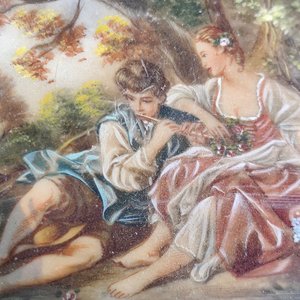 Alhajero Antiguo de Hueso con Pintura Romántica Firmada - imagen 8