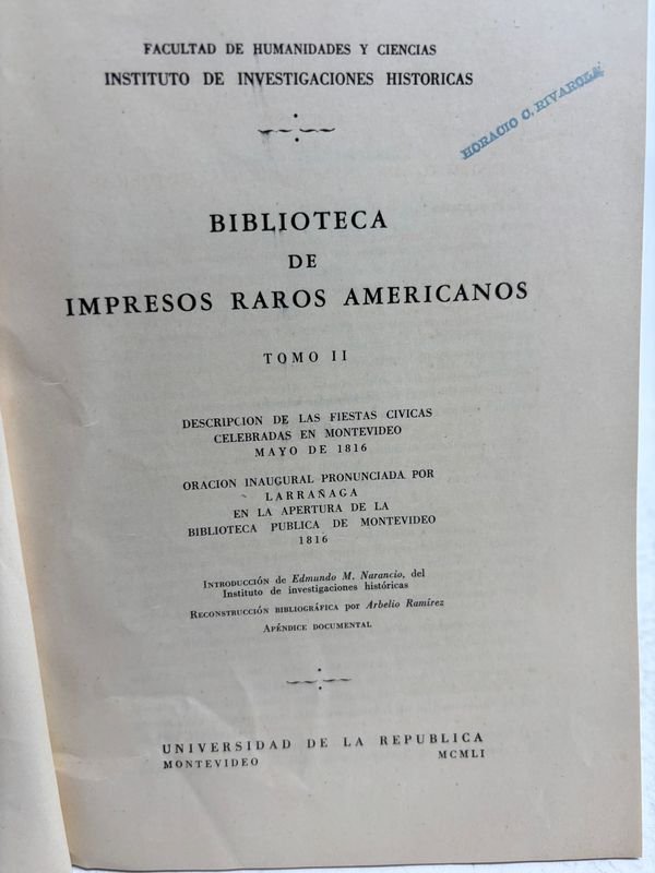 Biblioteca de impresos raros americanos - Montevideo 1951 - imagen 3