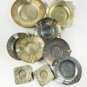 Lote de 11 Platillos Metálicos Decorativos Estilo Art Nouveau - imagen 2