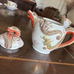 Juego de Té de Porcelana con Dragón: 2 Teteras, Azucarera, 6 Tazas y 6 Platos - imagen 13