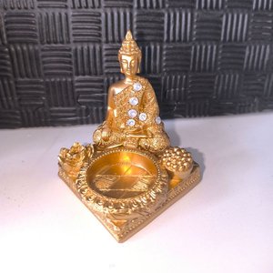 Set Decorativo Zen: Buda en Metal Dorado y Portavelas - imagen 2