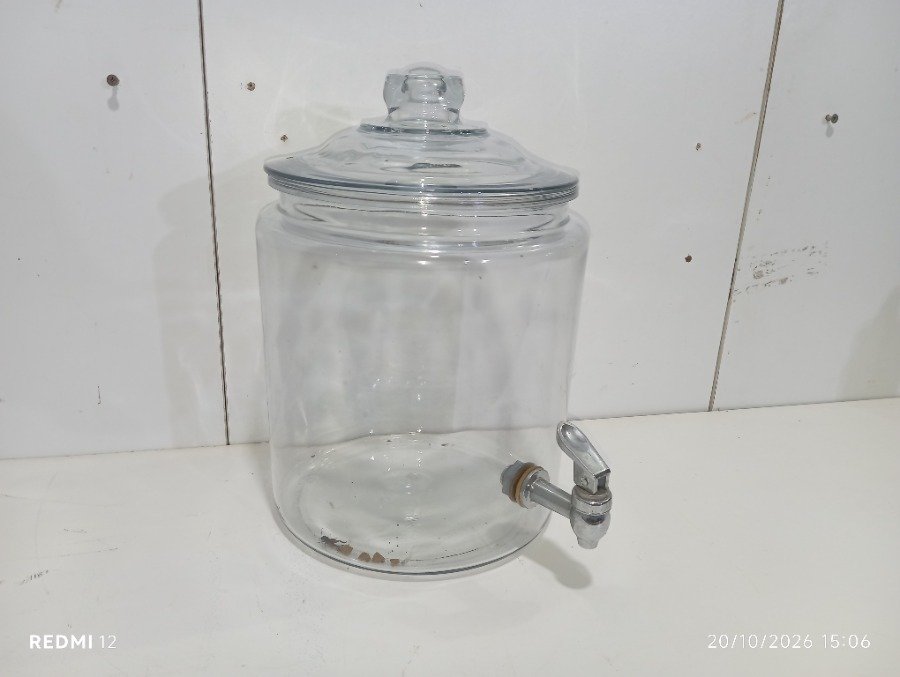 Dispensador de Vidrio Transparente con Canilla Metálica - 6 Litros
