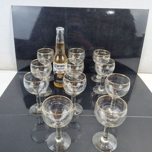 Set de 11 Copas para Licor con Detalles Fileteados en Oro - imagen 2