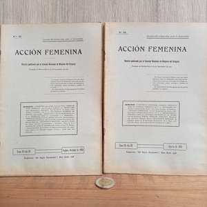Lote siguiente: Acción Femenina: Dos Publicaciones del Consejo Nacional de Mujeres del Uruguay (1917)