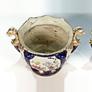 Par de Maceteros de Cerámica Inglesa Phoenix Ware con Dragones y Flores - imagen 4