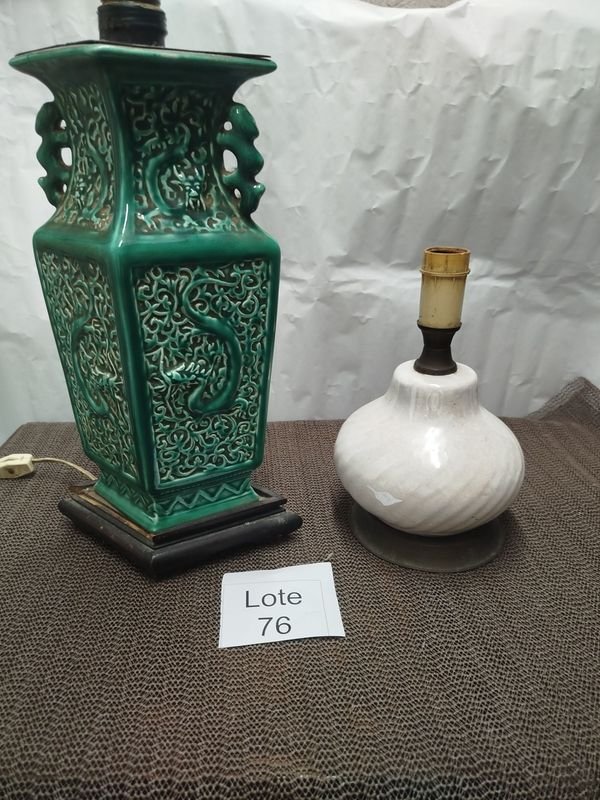 Juego de 2 Lámparas de Mesa Verdes y Blancas