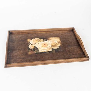 Bandeja de Roble con Decoración de Flores - 58 x 38 cm - imagen 1