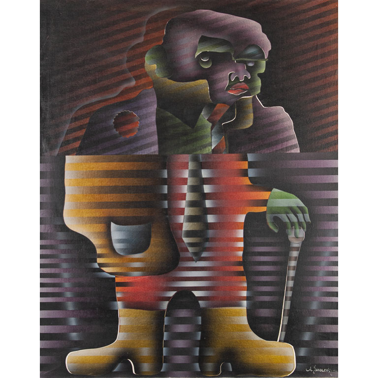 Lote siguiente: Analía Sanderis: Personaje - Óleo sobre tela, 100 x 81 cm. Firmado abajo derecha