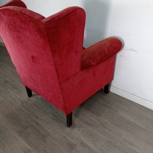 Sillón Berger Rojo con Tapizado Desgastado por el Sol - imagen 11