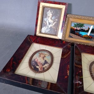 Lote de 5 cuadros y taza de cristal "Mary Gregory" - imagen 3