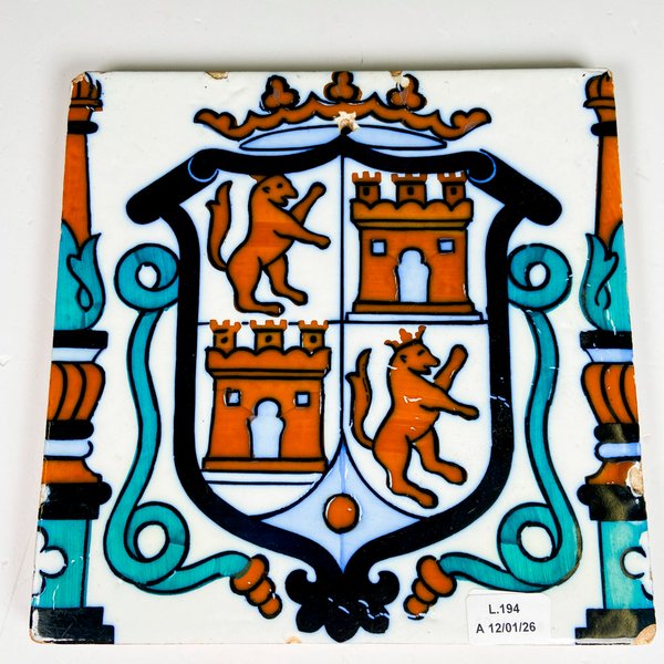 Mayolica decorada escudo heráldico, 20 x 20 cm - imagen 2