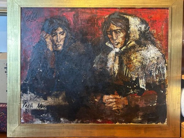 Pintura "Mujeres de Rojo" de Ángel Tejera, 1965