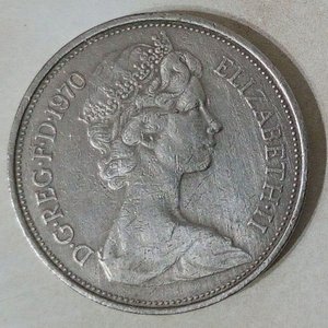 Moneda Británica 10 New Pence Reino Unido 1970 Reina Isabel II - imagen 1