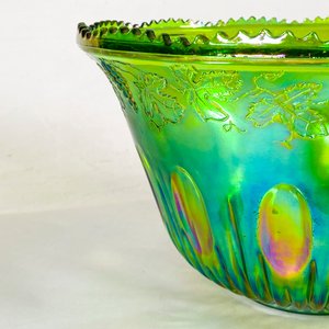 Ponchera de Vidrio Verde Iridescente con Cucharón y 10 Tazas - imagen 4