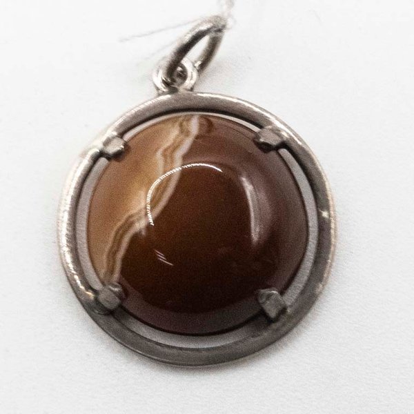 Dije Circular de Plata con Cuarzo Marrón - imagen 1