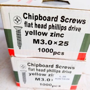 2000 Tornillos para Madera Phillips Cabeza Plana Zinc Amarillo 3x25mm - imagen 3