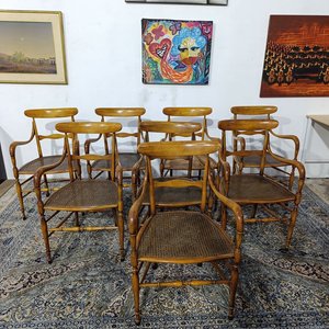 Butacas Italianas Medea Modelo Campanino con Asiento de Esterilla y Almohadón - imagen 3