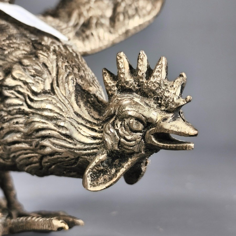 Estatuas de gallos de bronce plateado para decoración - imagen 10